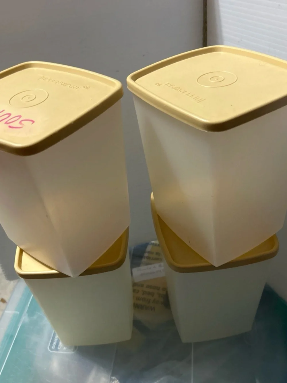 Tupperware Cream Canisters with Gold Lids – Set of 4